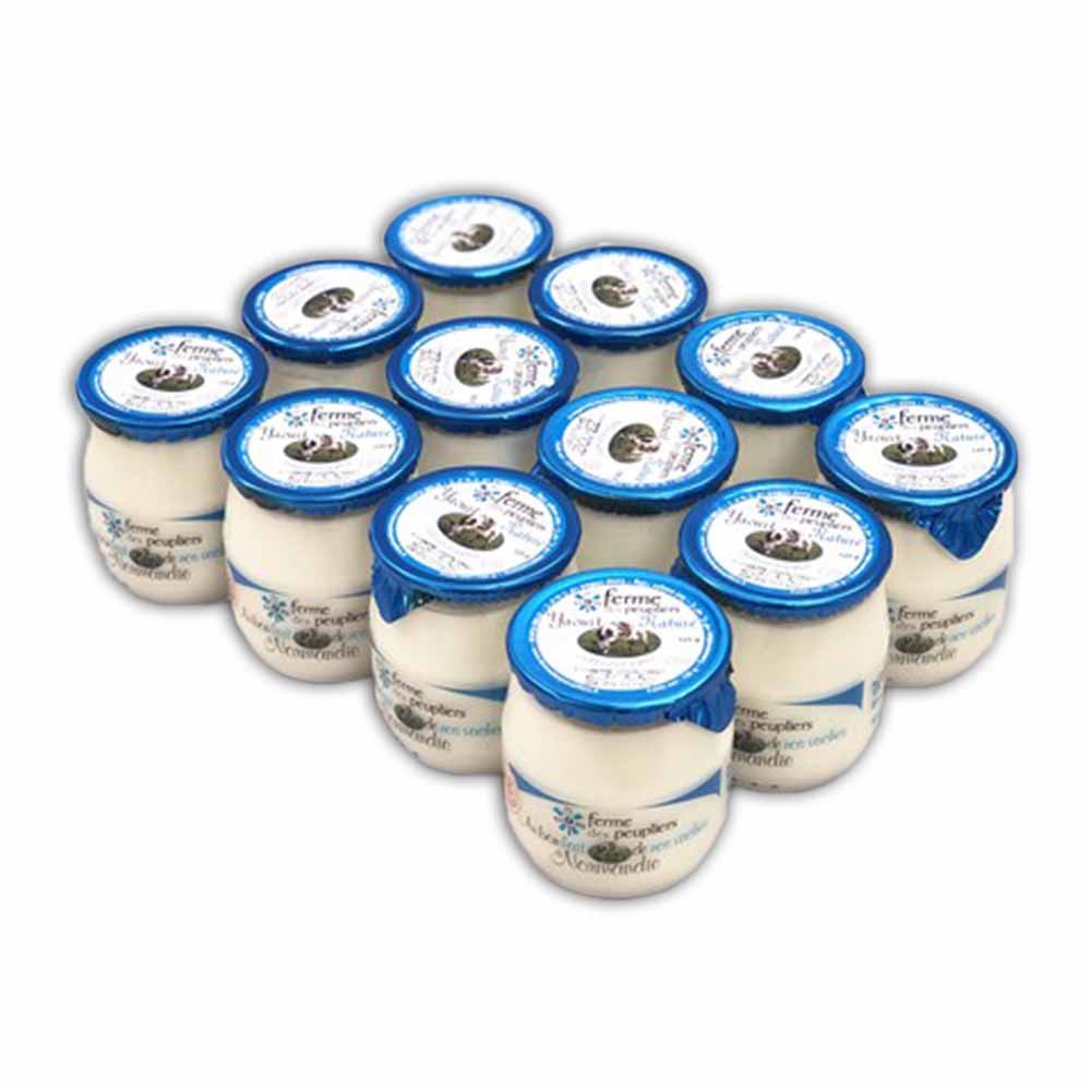 FERME DES PEUPLIERS GLASS JAR NATURAL YOGURT 12 x 125g