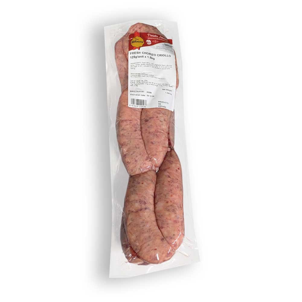 FRESH COOKING CHORIZO CRIOLLO 125g/unit ±1.5kg (Per kg)