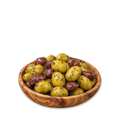 MIXED PITTED OLIVES, HERBS IN OIL x 3kg