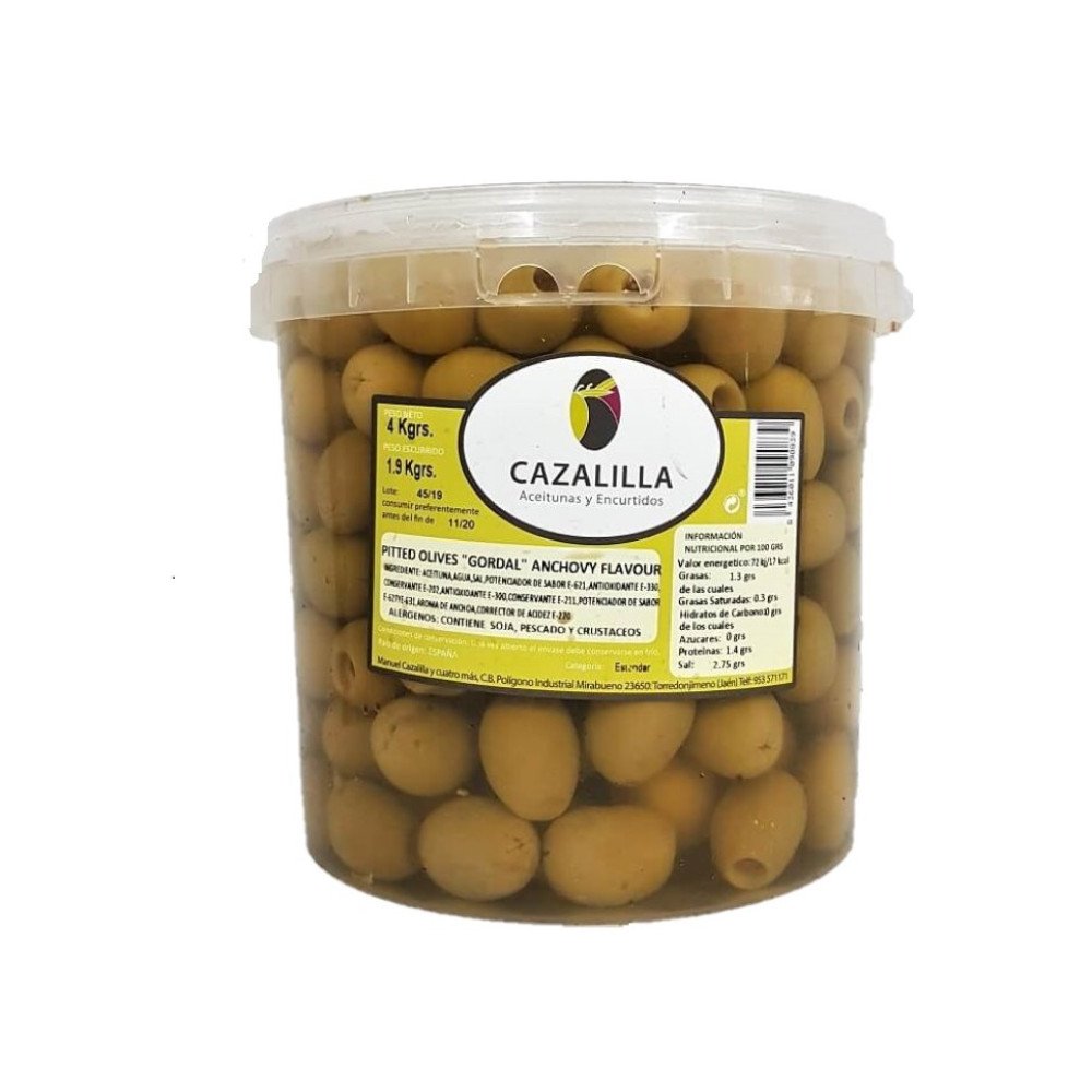 QUEEN PITTED OLIVES GORDAL ANCHOVY FLAVOUR x 4kg