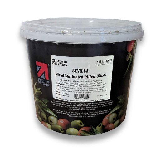 SEVILLA MIXED MARINATED PITTED OLIVES x 5kg