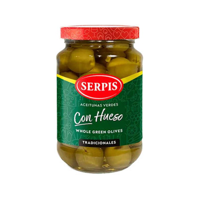 WHOLE GREEN OLIVES SERPIS 12x340g JAR